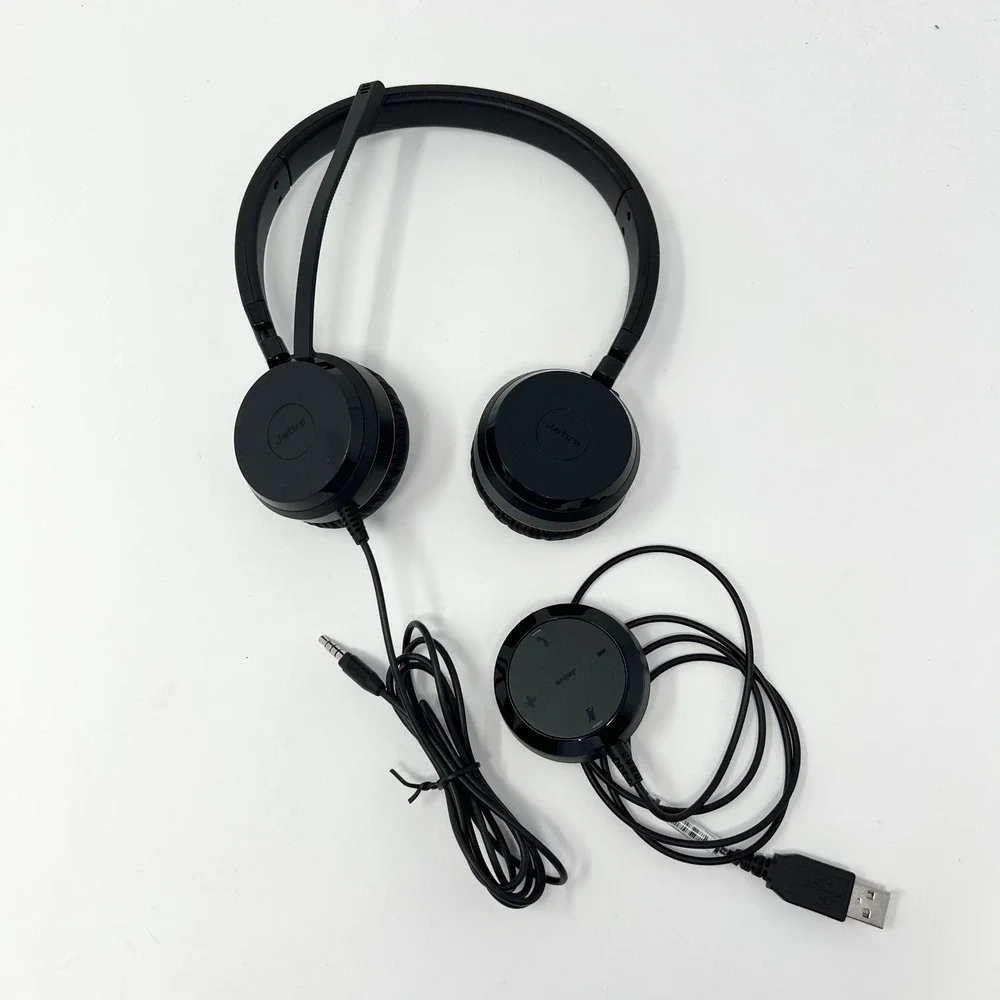 Jabra Evolve 40 Wired Stereo On-Ear Headset USB-A 3.5mm Black Noise Canceling